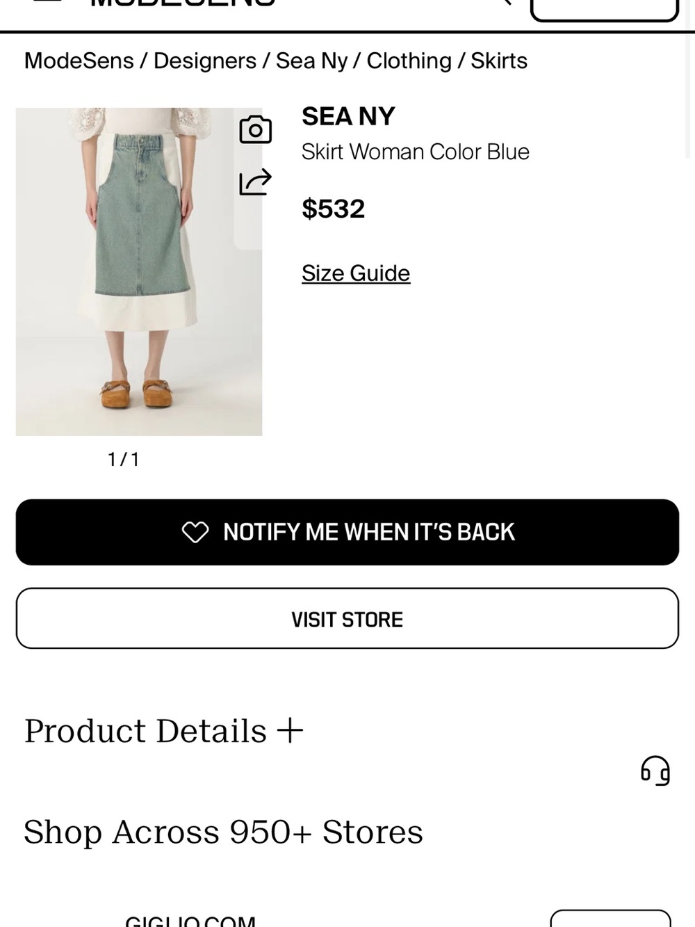 Sea New York Liam Denim Skirt - NWT - Size 6 - Picture 6 of 7